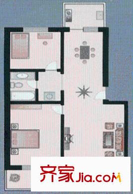 榆次佳地花園戶型圖2室2廳1衛(wèi)1廚