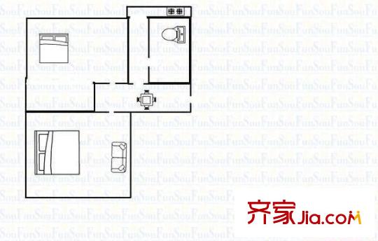 北河灣鐵路小區(qū) 2室 戶型圖