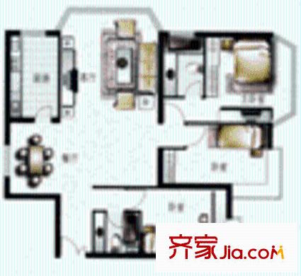 望景花園戶型圖3室2廳2衛(wèi)1廚