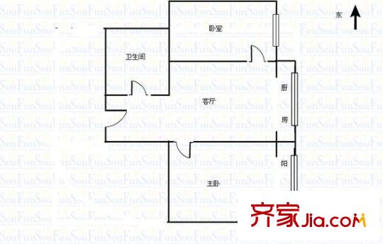小井峪鍋爐廠(chǎng)宿舍 2室 戶(hù)型圖