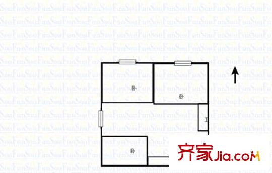 五一路耐火廠宿舍戶型圖1 3室