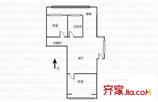 物資回收總公司宿舍 2室 戶型圖