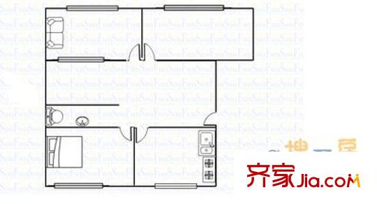 五一北路燃料公司宿舍 3室 戶型圖