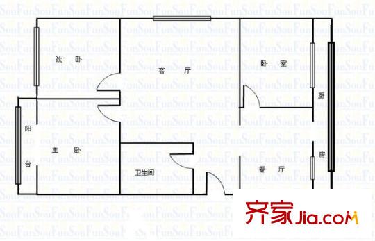 安源里小區(qū) 3室 戶型圖