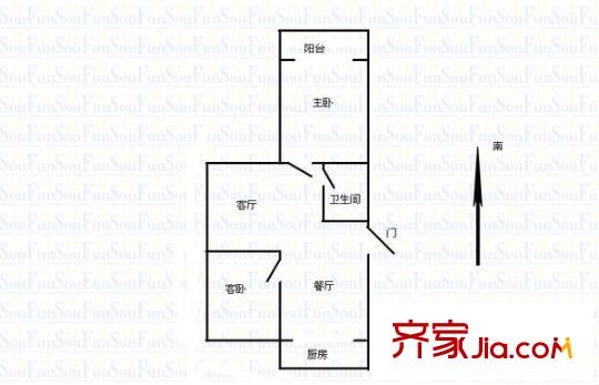 安源里小區(qū) 2室 戶型圖