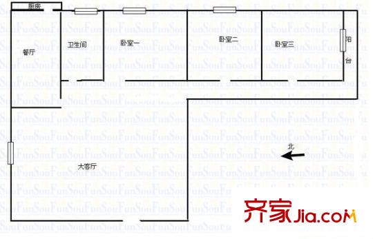 龍翔苑 3室 戶型圖