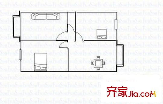省統(tǒng)計局宿舍 2室 戶型圖
