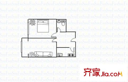 勝利橋東統(tǒng)計局宿舍 2室 戶型圖