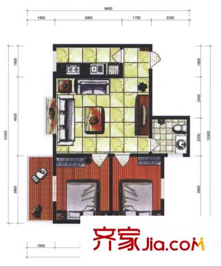 自由度戶型圖G戶型 2室1廳1衛(wèi)1廚