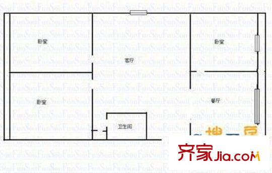 三墻路電力宿舍 3室 戶型圖
