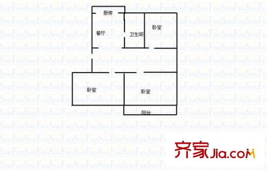 橡膠廠宿舍 2室 戶型圖