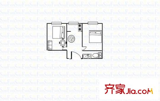 省外貿(mào)土畜產(chǎn)品公司宿舍 2室 戶型圖