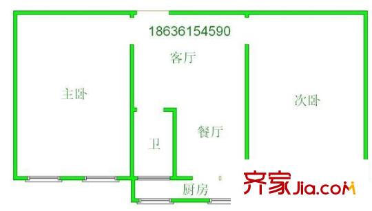 山西省農(nóng)機局宿舍 2室 戶型圖