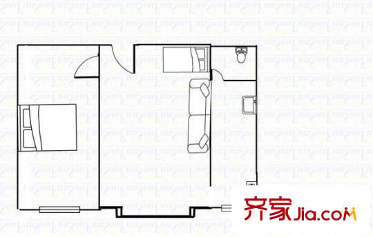 勝利橋東農(nóng)行宿舍 1室 戶型圖