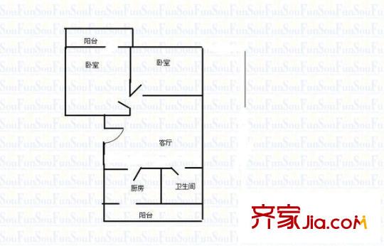 省高級人民法院宿舍 2室 戶型圖