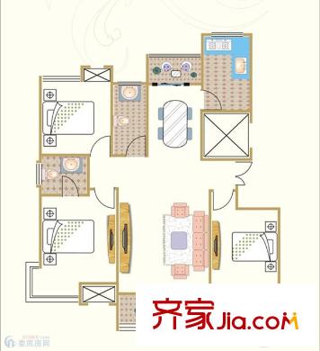 南屯苑 3室 戶型圖