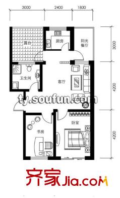樂活城戶型圖C1 2室2廳1衛(wèi)1廚