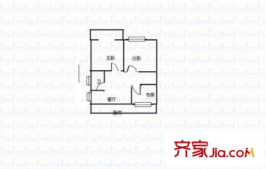 王村統(tǒng)建宿舍 2室 戶型圖