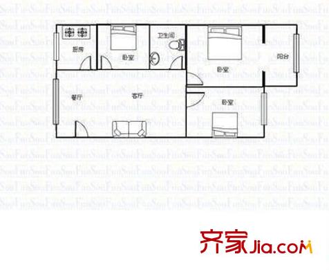 金屬小區(qū) 3室 戶型圖