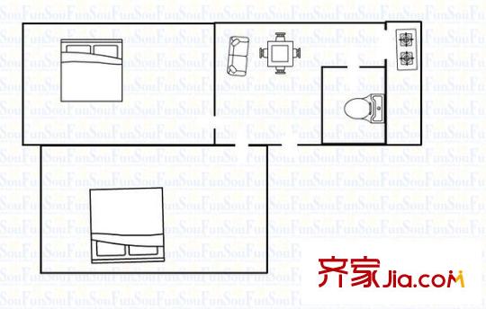 金屬小區(qū) 2室 戶型圖