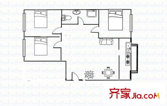 賽馬場錦繡苑 3室 戶型圖