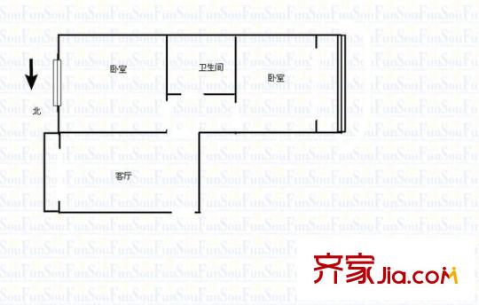 省四建新一樓 2室 戶型圖