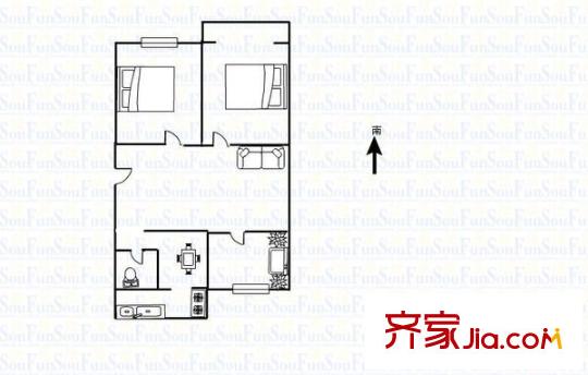 經(jīng)濟(jì)日報社宿舍 2室 戶型圖