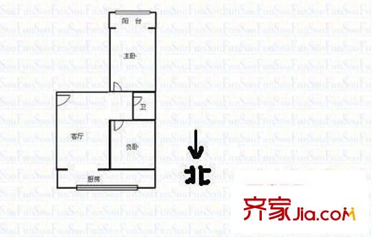 玉河小區(qū) 2室 戶型圖