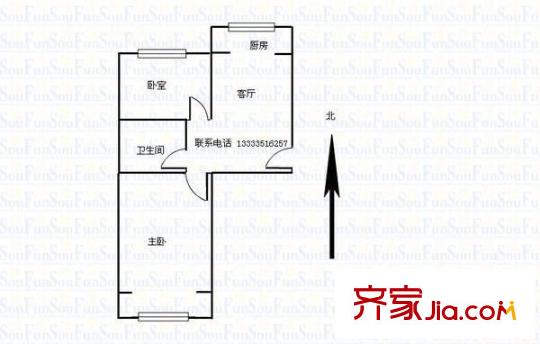 上馬街市公安局宿舍 2室 戶型圖