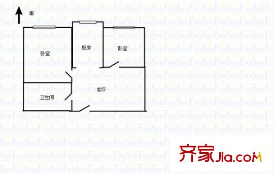 上馬街市公安局宿舍 2室 戶型圖