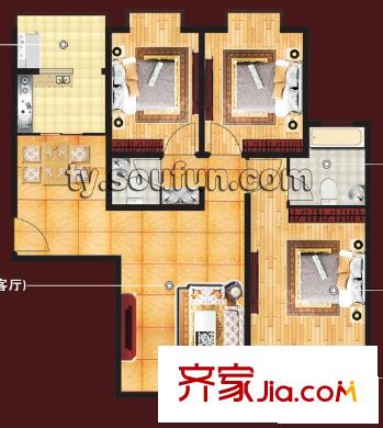 翰庭戶型圖A戶型 3室2廳2衛(wèi)