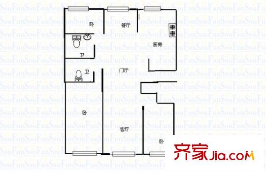 五龍灣山水庭院 3室 戶型圖