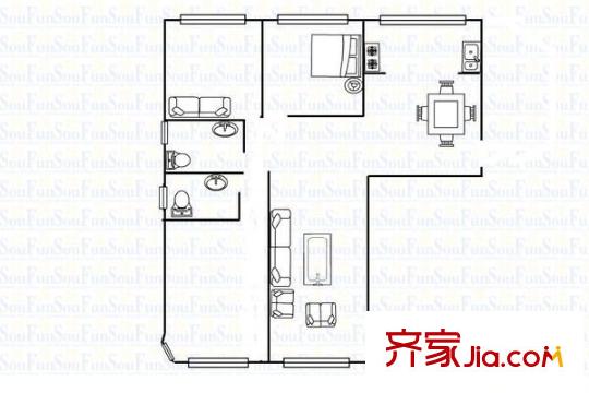 五龍灣山水庭院 3室 戶型圖