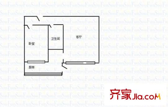 省政府小區(qū) 1室 戶型圖