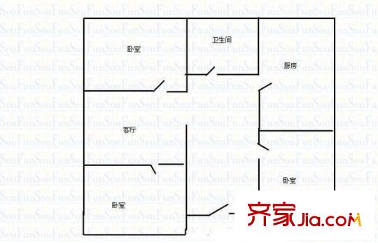 省政府小區(qū) 3室 戶型圖