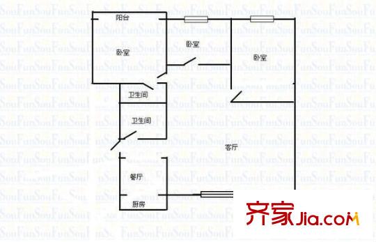 楊家堡小區(qū) 3室 戶(hù)型圖