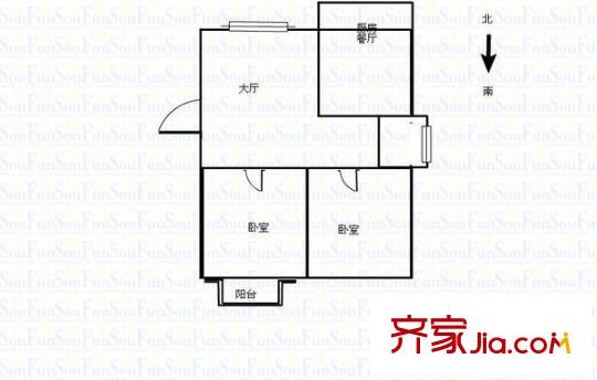 晉福佳園 2室 戶型圖