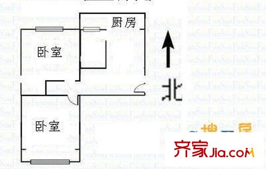 塑料五廠宿舍 2室 戶型圖