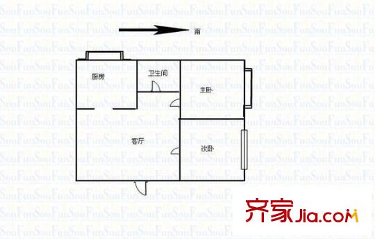 毛條廠宿舍 2室 戶型圖