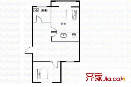 太鐵迎春新區(qū) 2室 戶型圖