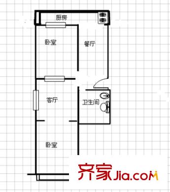 太鐵迎春新區(qū) 2室 戶型圖
