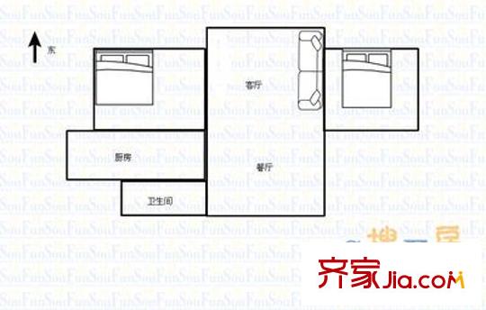 太原市中醫(yī)院宿舍 3室 戶型圖