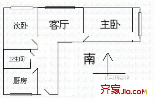 太原長(zhǎng)城光電子工業(yè)公司宿舍戶型圖600x600 2室