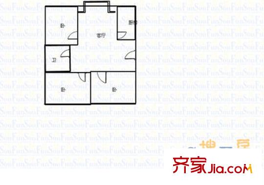 水總宿舍 3室 戶型圖