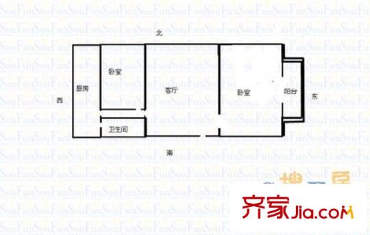 耐火小區(qū) 2室 戶型圖
