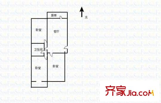 平陽(yáng)路農(nóng)機(jī)宿舍 3室 戶型圖