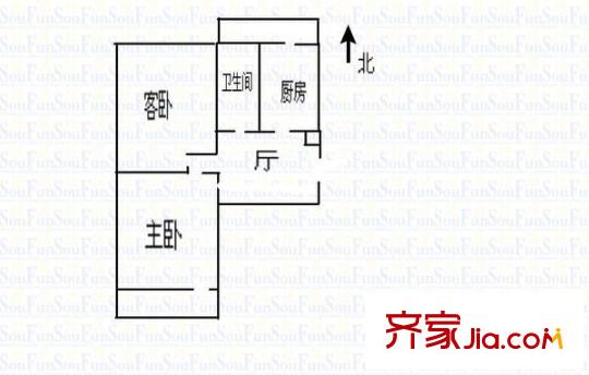 棉麻小區(qū) 2室 戶型圖