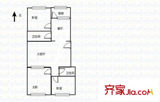 迎澤園小區(qū) 3室 戶型圖
