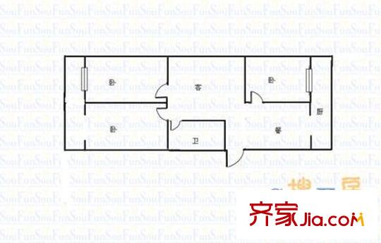 迎澤園小區(qū) 3室 戶型圖