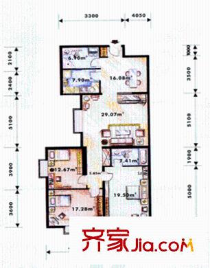 美麗新世界戶型圖3室2廳2衛(wèi)